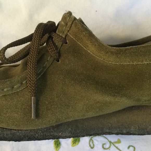 Clarks Swamp Green Low Cut Wallabees Crepe Sole 78102 Shoes Womens 8 EUC Desert - Picture 7 of 11
